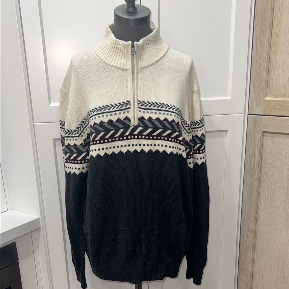 The original weatherproof vintage holiday sweater, Men's XL Cream/Black Sweater